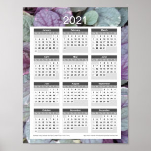 2021 Jaarkalender - Paarse Bladeren Poster