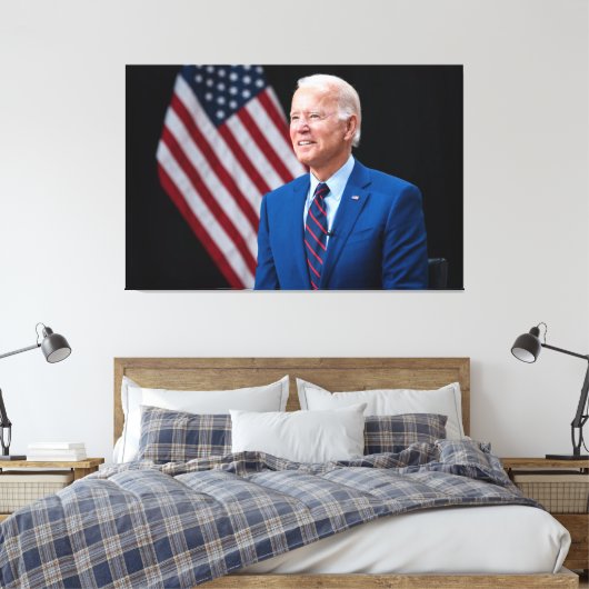 2021 Joe Biden US President Portrait Canvas Afdruk (Insitu (Slaapkamer))