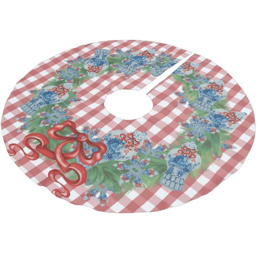 2021 Kerstblauwe gember jar.  Kerstboom Rok (Gekanteld)