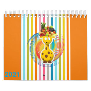 2021 Kinder agenda Giraffe Varkens, Koeien, paarde Kalender
