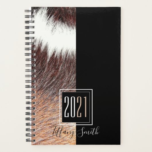 2021 Luxe Monogrammed Zwart Planner (Voorkant)