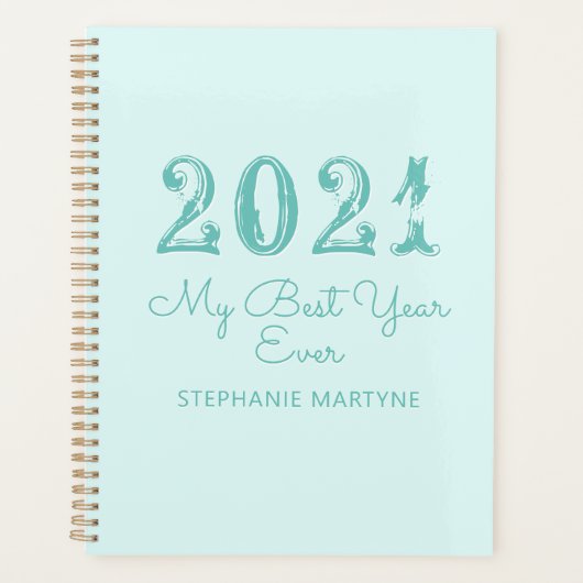 2021 Meilleure année jamais personnalisée Aqua (Devant)