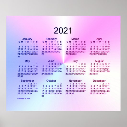2021 Miami Shimmer Wandkalender door Janz Poster (Voorkant)