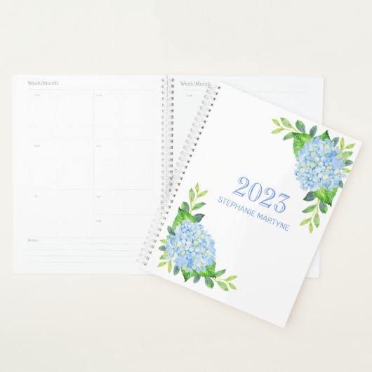 2021 Moderne Floral Blue Hydrangea Personnalisé (Devant avec enveloppe)