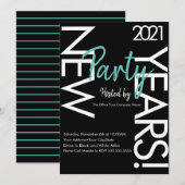 2021 Nieuwjaars Wit Teal Typografie Bedrijfs Event Kaart (Voorkant / Achterkant)