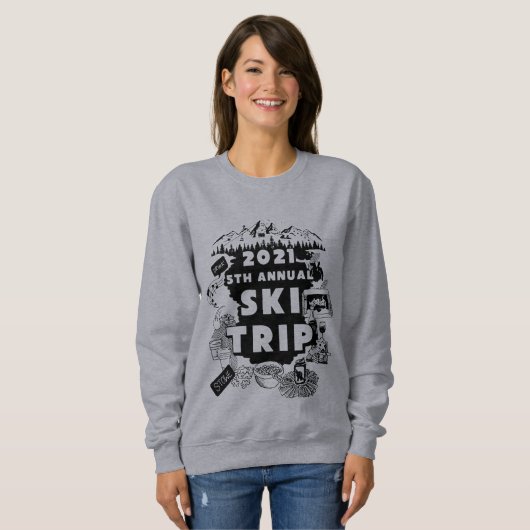 2021 Ski Trip Crew Neck Sweatshirt (Voorkant volledig)