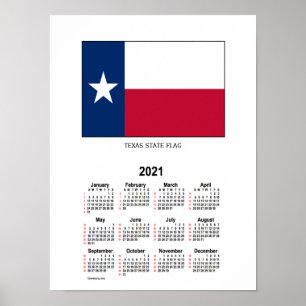 2021 Texas State Flag 52 weken agenda van Janz Poster