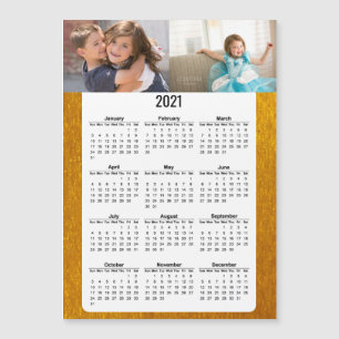 2021 Voljaar Kalender Twee Foto's Goud Magnetisch