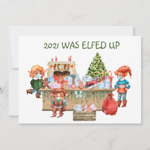 2021 Was Elfed Up Grappig Gezichtsmasker Kerstman Feestdagenkaart