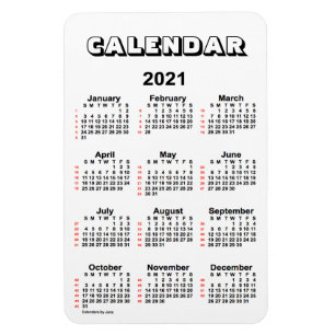 2021 White 52 Weeks Agenda van Janz 4x6 Magnet Magneet