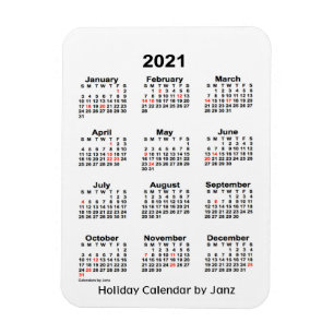 2021 White Holiday Calendar van Janz Magnet Magneet
