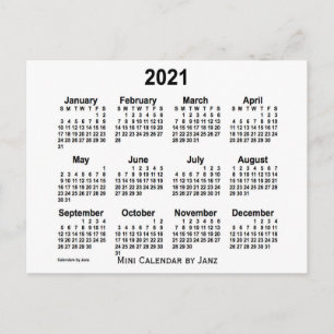 2021 Witte Minikalender van Janz Briefkaart