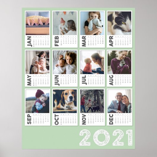 2021 Year Calendar Modern Photo Collage Poster (Devant)
