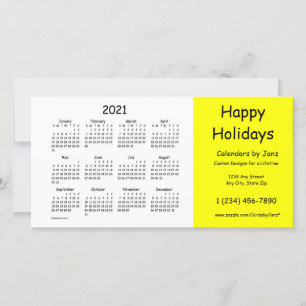 2021 Yellow Business Calendar van Janz Happy Feestdagenkaart