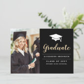 2022 Aankondiging zwart Gold Photo Afstuderen (Staand voorkant)