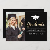 2022 Aankondiging zwart Gold Photo Afstuderen (Voorkant / Achterkant)