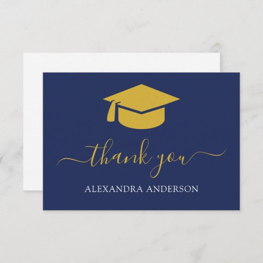 2022 Afstuderen Hartelijk dank, mevrouw Blue Gold Bedankkaart (Voorkant / Achterkant)