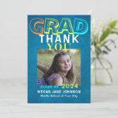 2022 afstuderen kleurrijke middelbare school afstu bedankkaart (Staand voorkant)