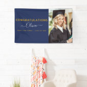 2022 Afstuderen Navy Blue Gold High School College Spandoek (Insitu)