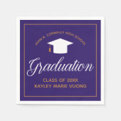 2022 Afstuderen Paars Gold Custom School Monogram Servet (Voorkant)