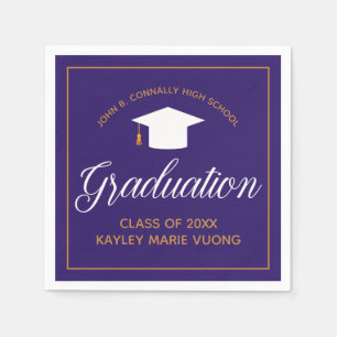 2022 Afstuderen Paars Gold Custom School Monogram Servet