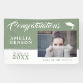 2022 Afstuderen Pastel Green Afstuderen Fotoparty Spandoek (Horizontaal)