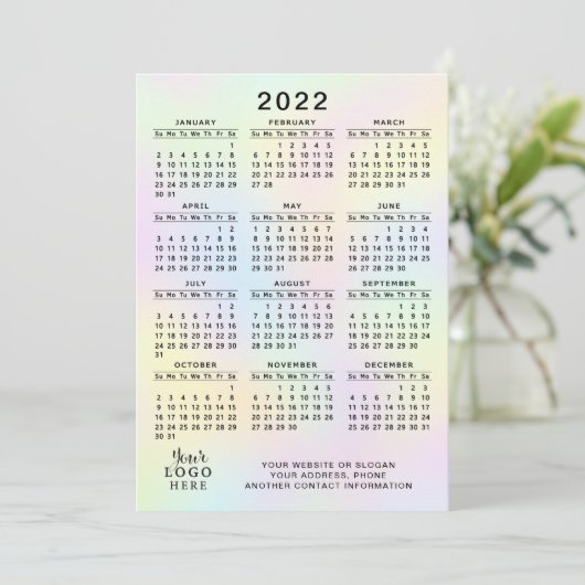 2022 Agenda Business Logo Pastel Holographic Programma (Staand voorkant)