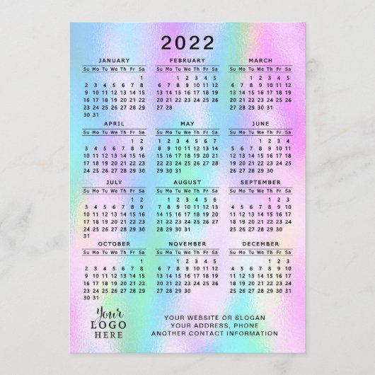 2022 Agenda, volledig jaar Faux-holografisch Programma (Voorkant)