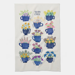 2022 Année Fleurs de serviettes de thé dans les