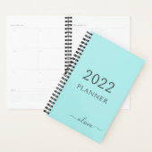 2022 Aqua Blauwe Teal Meisjesachtige Script Monogr Planner (Display)