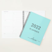 2022 Aqua Blue sarcelle Girly Monogramme Nom (Devant avec enveloppe)