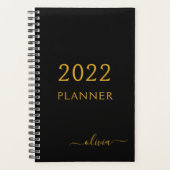 2022 Black Gold Girly Script Monogramme Nom Modern (Devant)