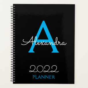 2022 Blauw zwart monogram legant Planner