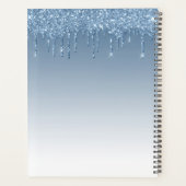 2022 Blauwe Glitter Druppels Glans Monogram Planner (Achterkant)