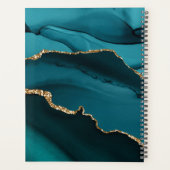 2022 Blauwgroen Aqua Blue Gold Agate Geode Script Planner (Achterkant)