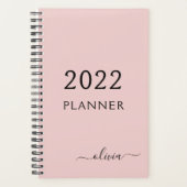 2022 Blush Pink Girly Script Monogramme Nom Modern (Devant)