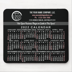 2022 Calendar Custom Business Logo Name Black Red Muismat