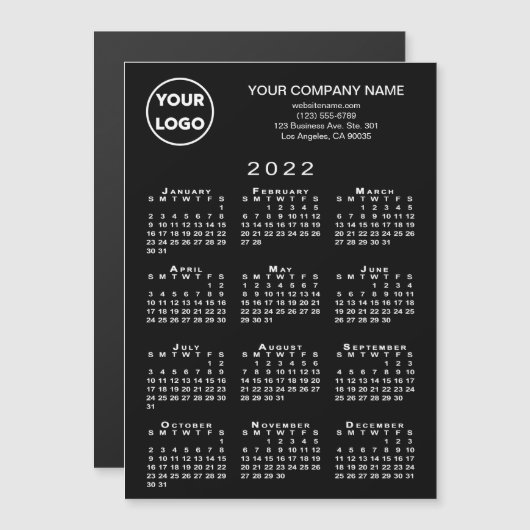 2022 Calendrier Business Logo Texte Black Magnet C (Devant / Derrière)