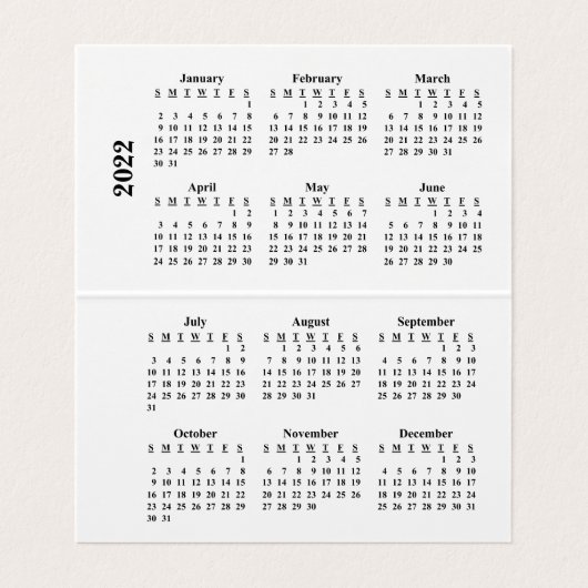 2022 Creëer Uw eigen aangepaste agenda Visitekaartjes (Binnenkant ongevouwen)