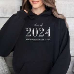 2022 Elegant zwart-wit, aangepast Afstuderen Hoodie