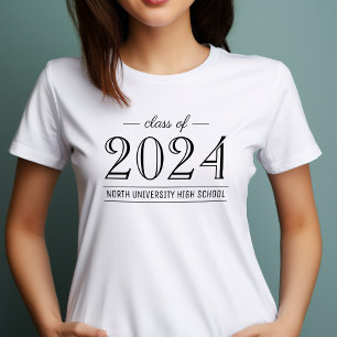 2022 Elegant zwart-wit, aangepast Afstuderen T-shirt