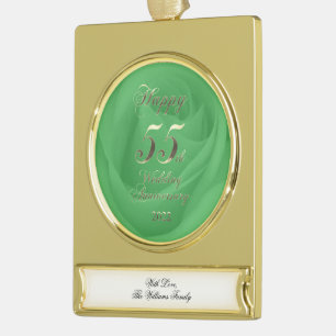 2022 Emerald Wedding 55th Jubileum Verguld Banner Ornament