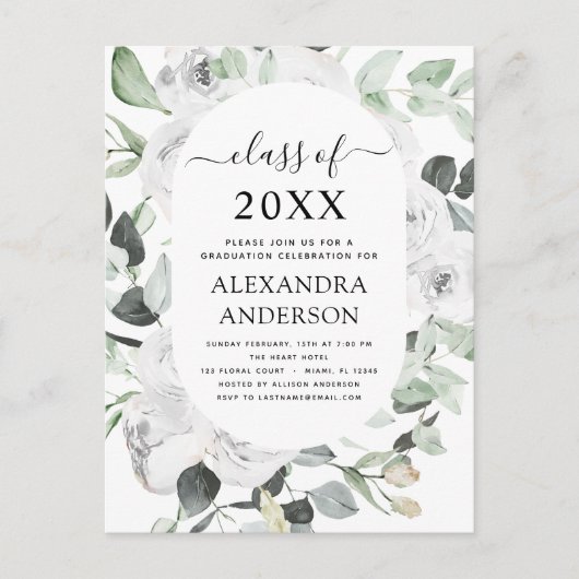 2022 Eucalyptus Afstuderen Floral Rozen Greenery I Briefkaart (Voorkant)