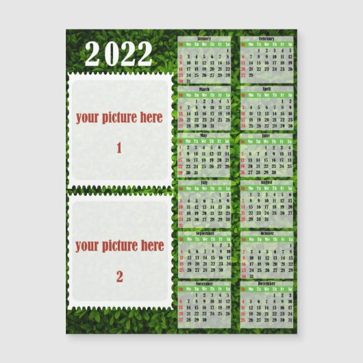2022 Foto-aangepast Calendar Fridge Magnet (Voorkant)