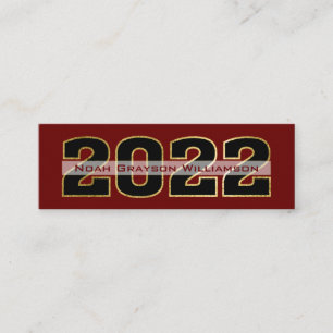 2022 Gold Burgundy Afstuderen Naam invullen Contactkaartje