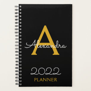 2022 Goud Zwart Monogram Elegant Planner