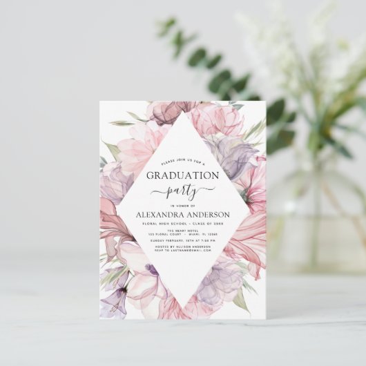 2022 Graduation Boho Dusty Rose Purple Invitation (Debout devant)