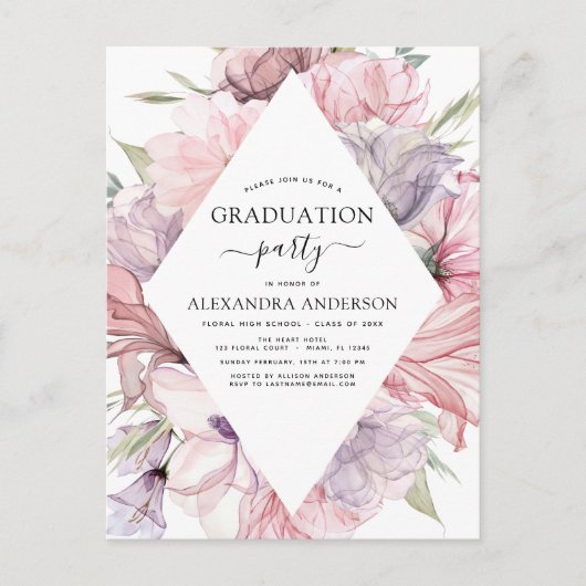 2022 Graduation Boho Dusty Rose Purple Invitation (Devant)