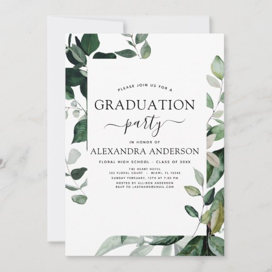 2022 Graduation Botanical Greenery Invitation (Devant)