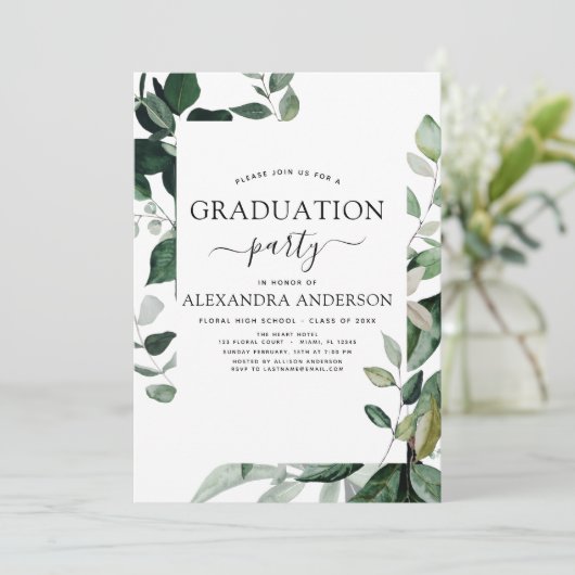 2022 Graduation Botanical Greenery Invitation (Debout devant)